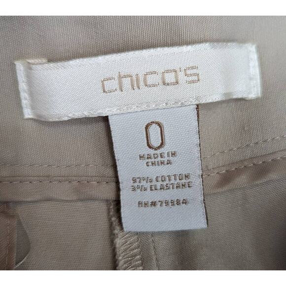 Chico's Women's Khaki Pants Size 0 Cotton Elastane Straight Leg Tan - Picture 9 of 11